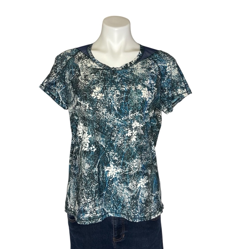 LULULEMON Seek The Heat Short Sleeve Mesh Back Tee Wildwood Pattern Size 10